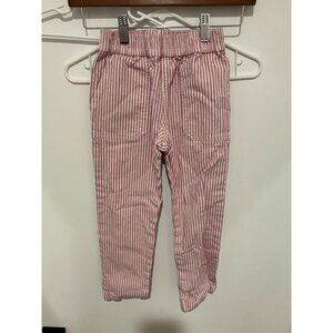 Mini Boden Toddler Girls Striped Denim Pants, Pink/White, Size 5-6Y